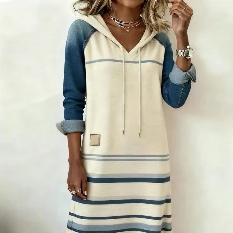 LUNA | STRIPED HOODED DRESS
