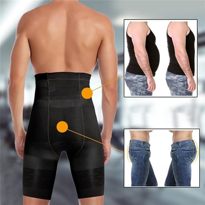 MEN’S HIGH-WAIST COMPRESSION BOXERS – TUMMY CONTROL