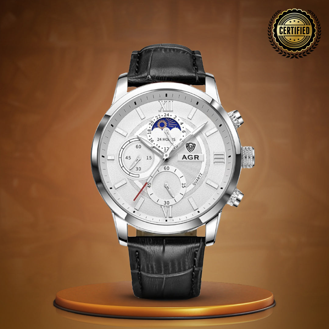 Luxury Moon Phase Quartz Wrist Watch