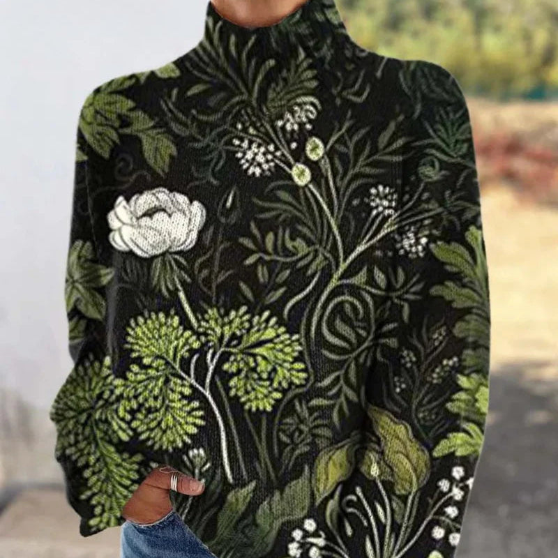 TESS | BOTANICAL FLORAL TURTLENECK SWEATER