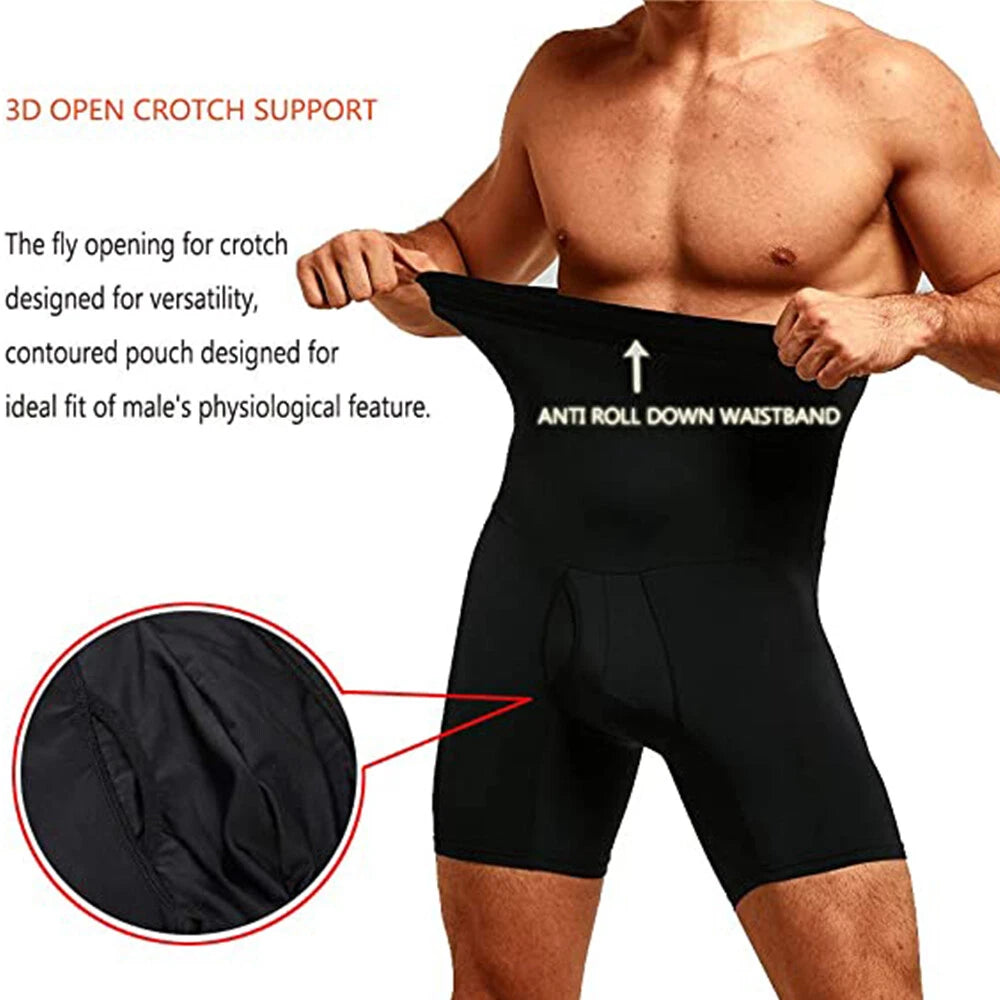 MEN’S HIGH-WAIST COMPRESSION BOXERS – TUMMY CONTROL