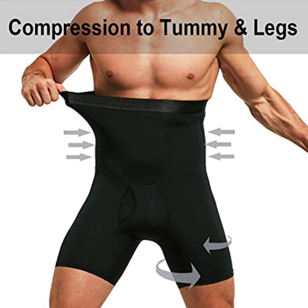 MEN’S HIGH-WAIST COMPRESSION BOXERS – TUMMY CONTROL