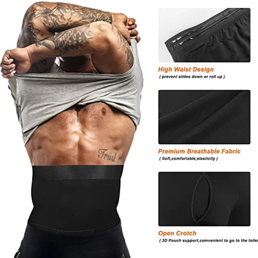 MEN’S HIGH-WAIST COMPRESSION BOXERS – TUMMY CONTROL
