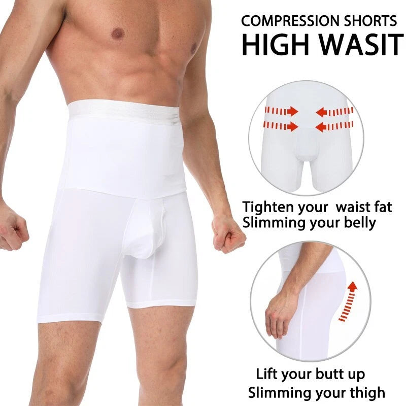MEN’S HIGH-WAIST COMPRESSION BOXERS – TUMMY CONTROL