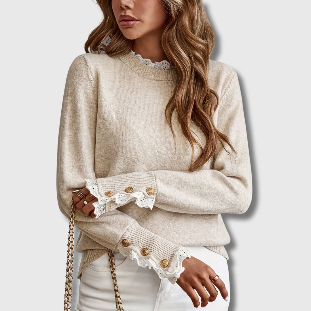 EMMA | LACE-DETAIL KNIT SWEATER